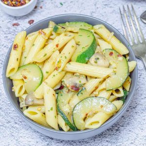 cheap zucchini mushroom pasta